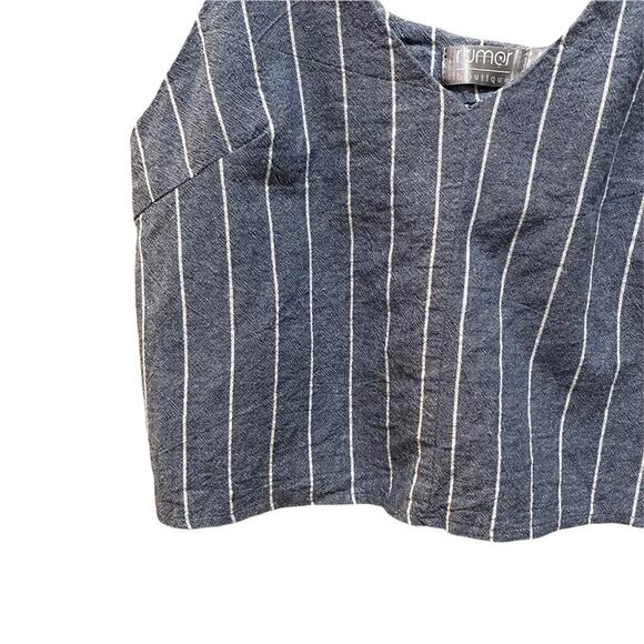 LF Rumor Boutique Striped Crop Top Blue and White Size Small - Picture 2 of 5